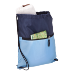 Drawstring Sport Bag with Zip Pocket 210D