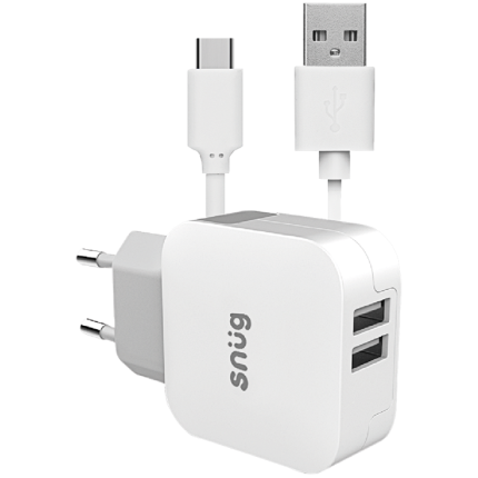 Snug Home Charger With USB Type-C Charge and Sync Cable