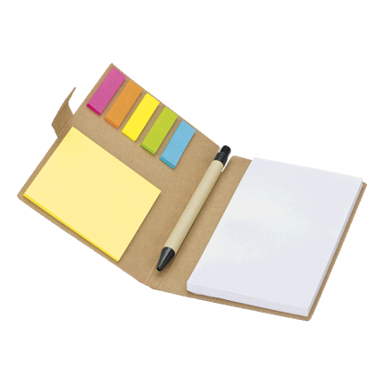 Recycled Notebook with Pen and Flags