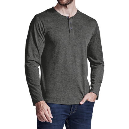 145g Henley Long Sleeve T-Shirt Mens