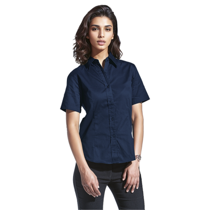 Brushed Cotton Twill Blouse Short Sleeve Ladies