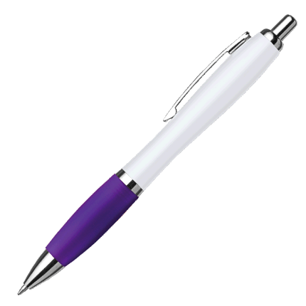 White Barrel Curved Design Ballpoint Pen