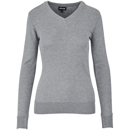 Ladies Long Sleeve Peru V-Neck Jersey - Grey
