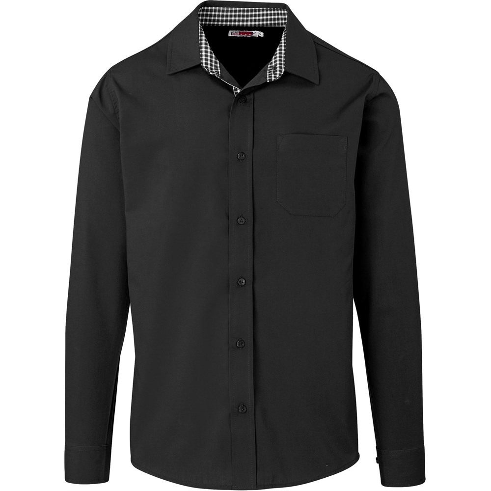 BAS-9502-BL Mens Long Sleeve Warrington Shirt - Black - Image 1