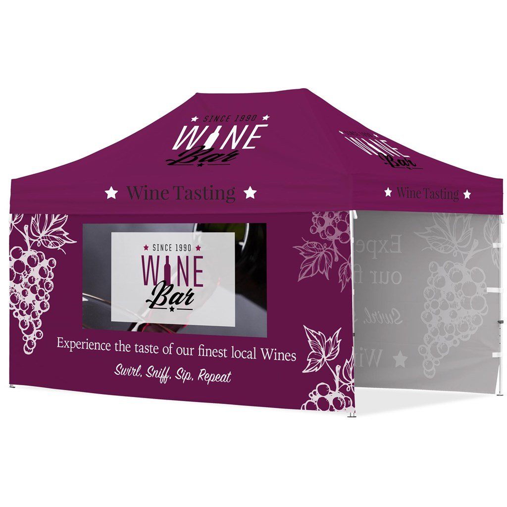 DISPLAY-2084 Ovation Sublimated Gazebo 4.5m X 3m - 2 Long Full-Wall Skins - Image 1