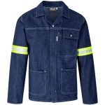 Cast Premium 100% Cotton Denim Jacket - Reflective Arms - Yellow Tape - Image 2