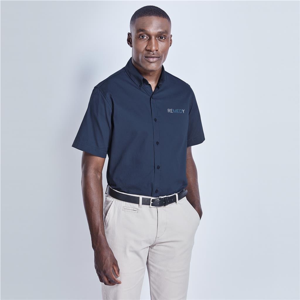 CW-UB-195-A Mens Short Sleeve Cotton Twill Moderna Shirt - Image 1