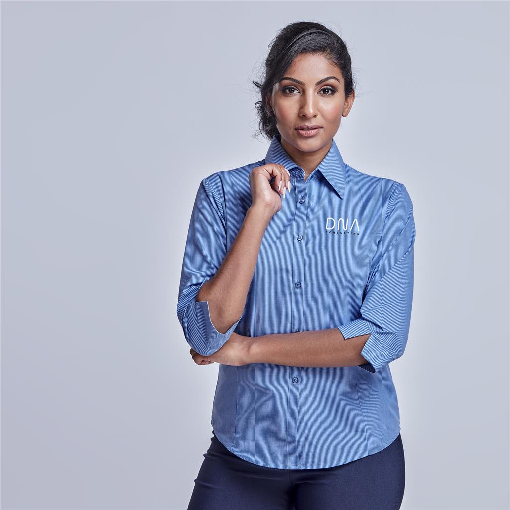 BIZ-3632 Ladies 3/4 Sleeve Micro Check Shirt - Image 1